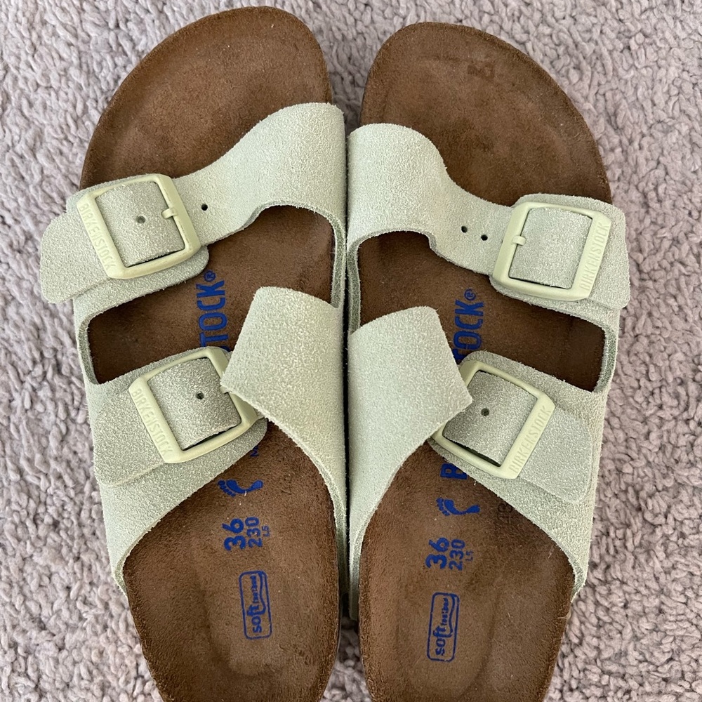 Birkenstock Soft Footbed Sandals in Brown and Cream